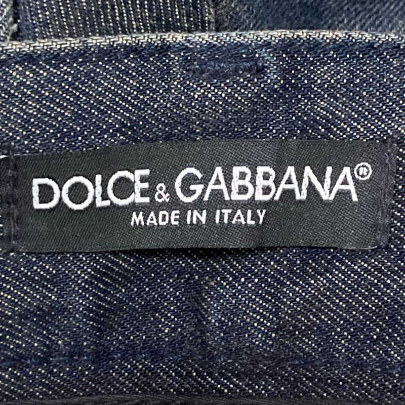 Dolce & Gabbana Logo Plate Distressed Denim Pants 44 Indigo