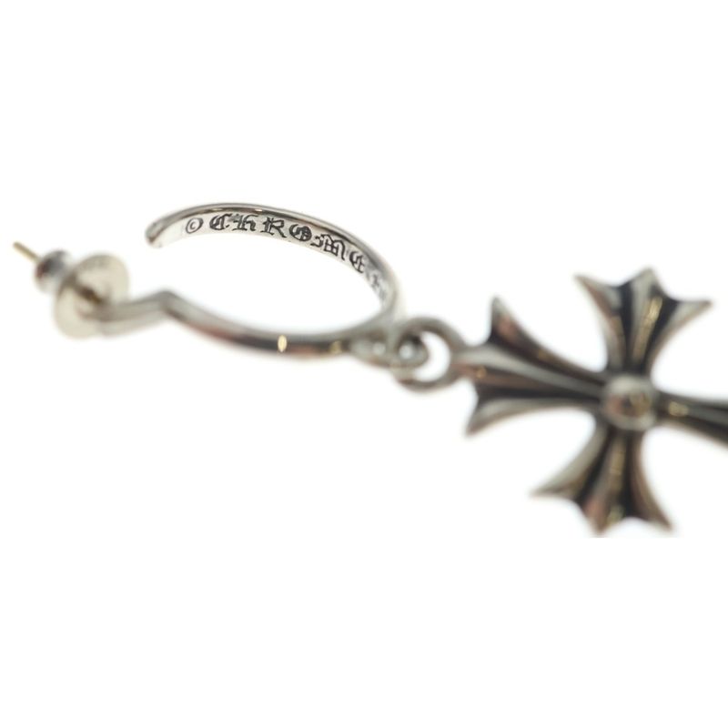 Chrome Hearts Tiny CH Cross Hoop Earrings Silver
