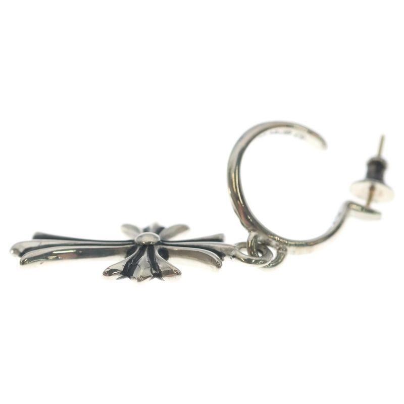 Chrome Hearts Tiny CH Cross Hoop Earrings Silver
