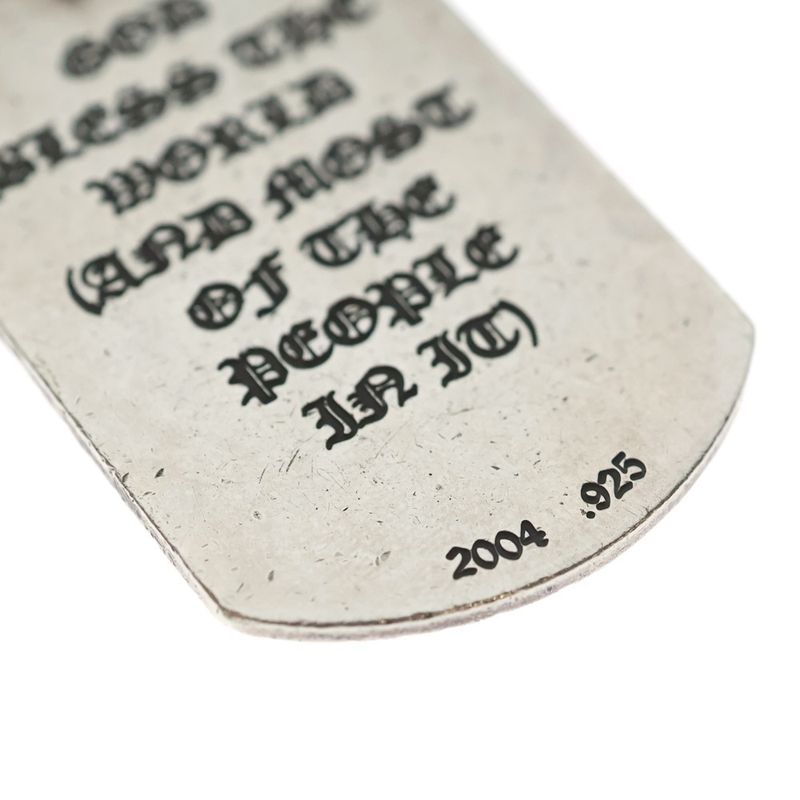 Chrome Hearts D Tag Lrg God Bless Large God Breath Dog Tag Pendant Top Silver