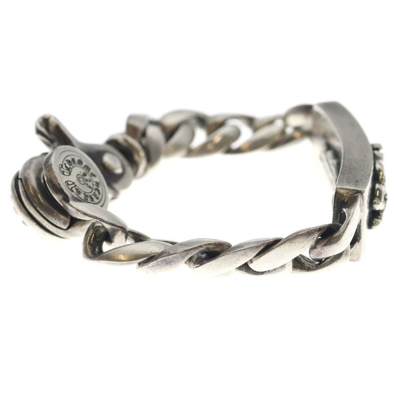 Chrome Hearts ID Daggerbby Flrl P D Daga Classic Link Clip Bracelet Pave