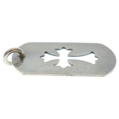 Chrome Hearts D Tag Lrg CO Crs Cutout Cross Large Dog Tag Necklace Top