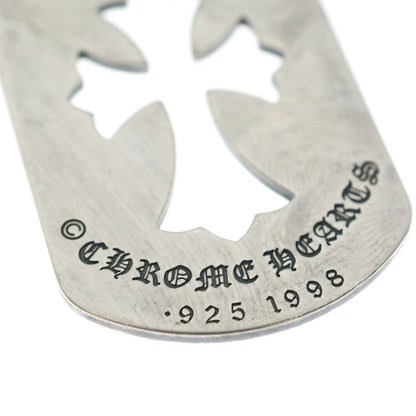 Chrome Hearts D Tag Lrg CO Crs Cutout Cross Large Dog Tag Necklace Top