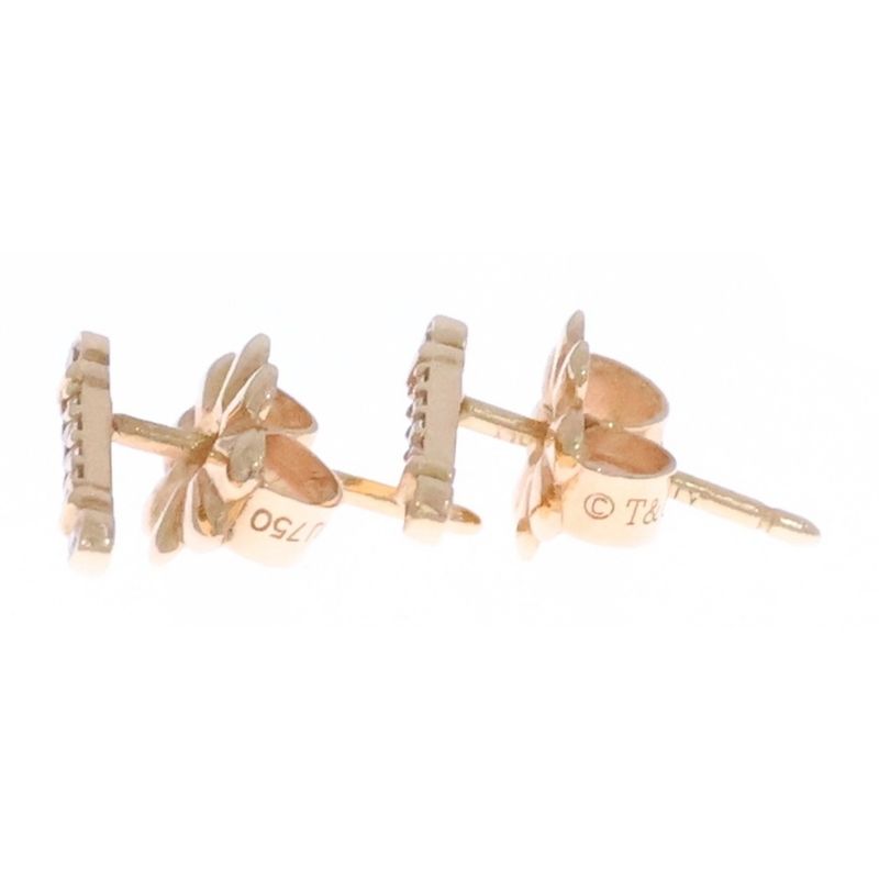 Tiffany & Co Fleur Doris Stem Diamond Earrings Pink Gold 18k