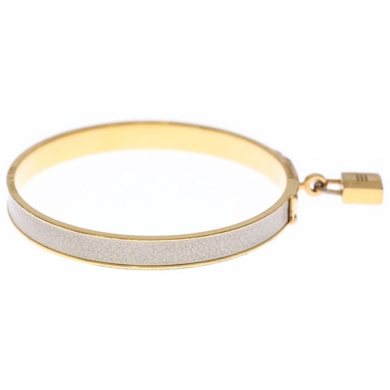 Hermes Kelly Bracelet Bangle Padlock Gold Ivory