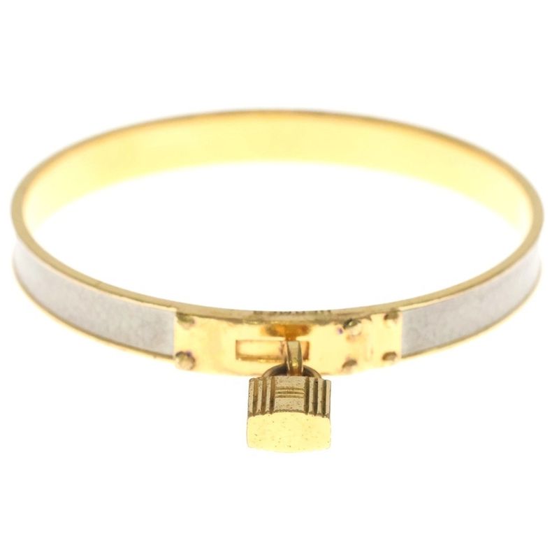Hermes Kelly Bracelet Bangle Padlock Gold Ivory