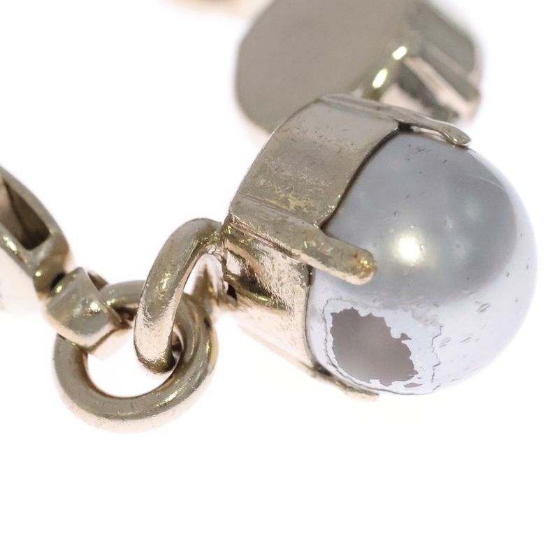 Gucci Interlocking Logo Line Stone Pearl Bracelet White Gold