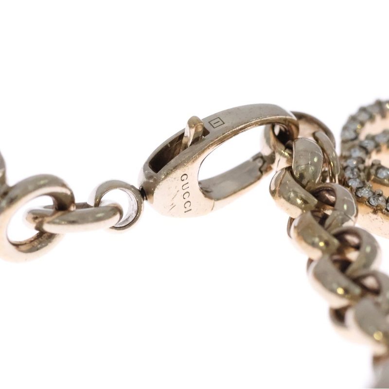 Gucci Interlocking Logo Line Stone Pearl Bracelet White Gold