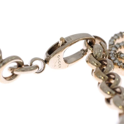 Gucci Interlocking Logo Line Stone Pearl Bracelet White Gold
