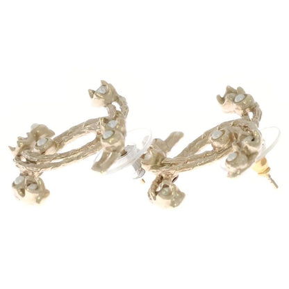 Chanel CC Logo Line Stone Pearl Gold Earring