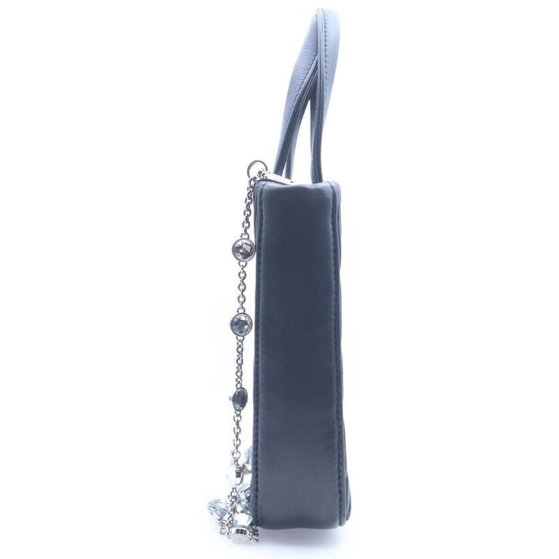 Miu Miu Matelasse 2-Way Shoulder Bag Chain Black Leather Silver
