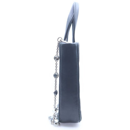 Miu Miu Matelasse 2-Way Shoulder Bag Chain Black Leather Silver