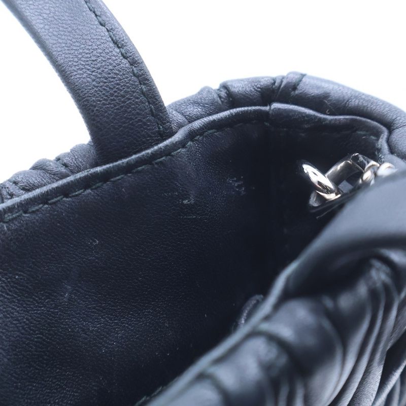 Miu Miu Matelasse 2-Way Shoulder Bag Chain Black Leather Silver