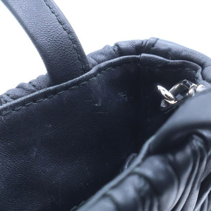 Miu Miu Matelasse 2-Way Shoulder Bag Chain Black Leather Silver