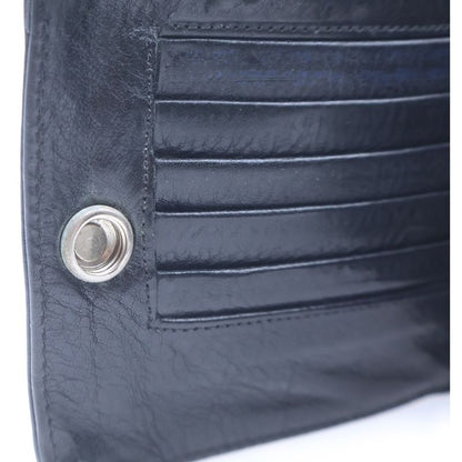Chrome Hearts 1 Snap Cross Ball Button Leather Wallet Black