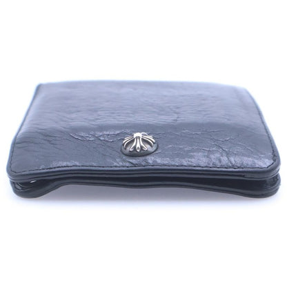 Chrome Hearts 1 Snap Cross Ball Button Leather Wallet Black