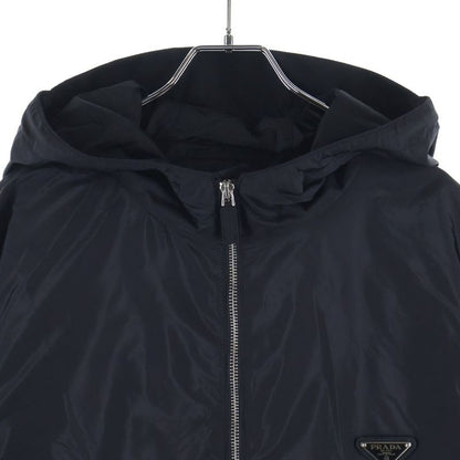 Prada Re-Nylon Jacket Triangle Logo Nylon Hoodie Black