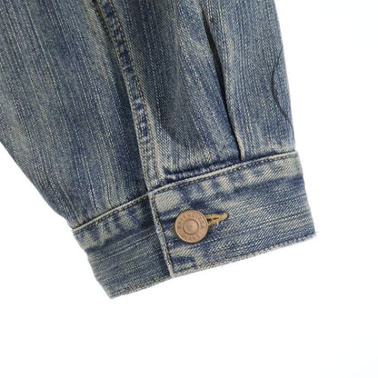 Balenciaga Distressed Graffiti Decoration Denim Jacket Sequin Indigo