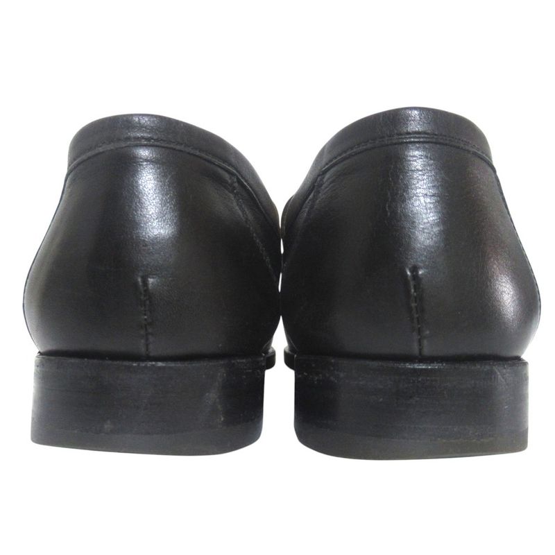 Hermes Constance Hlogo Buckle Leather Loafers Shoes 39 Black Silver