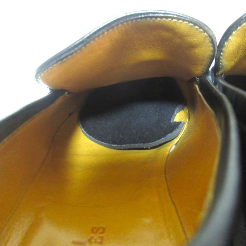 Hermes Constance Hlogo Buckle Leather Loafers Shoes 39 Black Silver