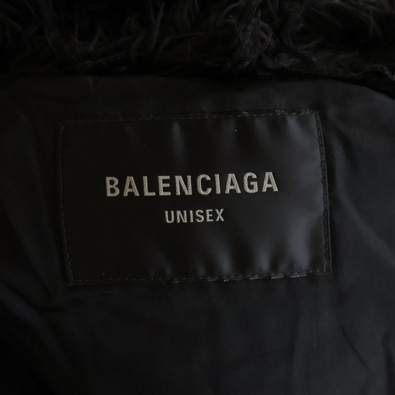 Balenciaga Hooded Bomber Jacket with Hood Fur Black