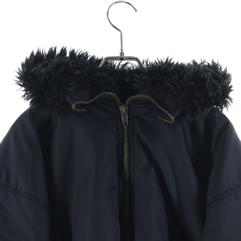 Balenciaga Hooded Bomber Jacket with Hood Fur Black