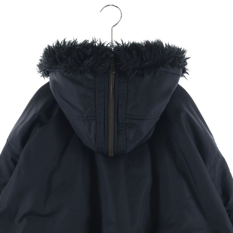 Balenciaga Hooded Bomber Jacket with Hood Fur Black