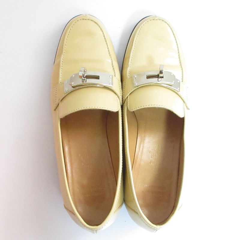 Hermes Destin Kelly Loafers Shoes 35 Beige