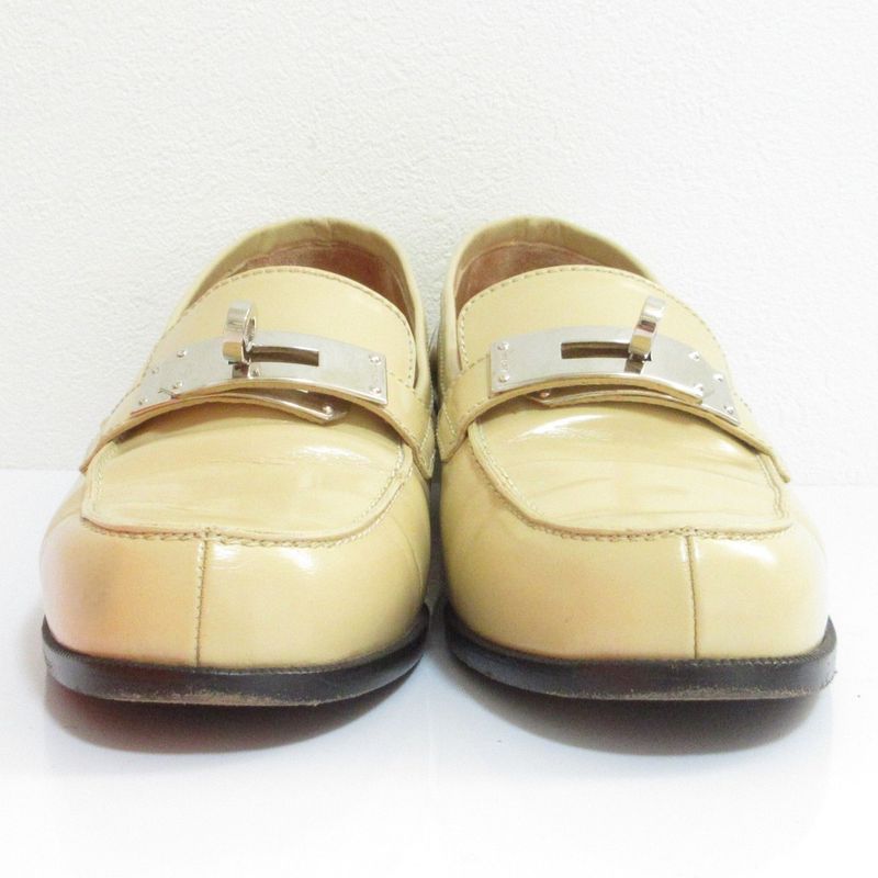 Hermes Destin Kelly Loafers Shoes 35 Beige