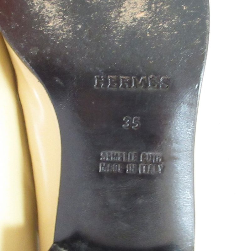 Hermes Destin Kelly Loafers Shoes 35 Beige