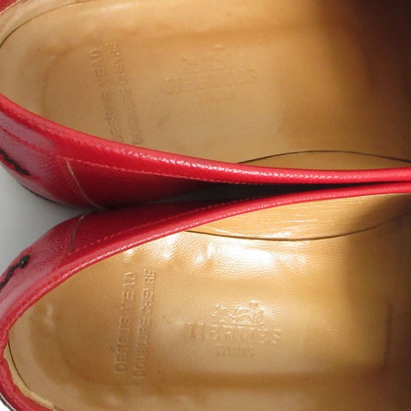 Hermes Hlogo Loafers Shu Zu 36.5 Red