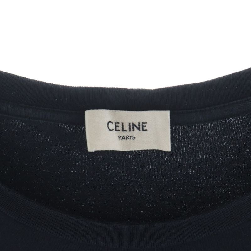 Celine Front Logo Crew Neck Short Sleeve T-Shirt Black