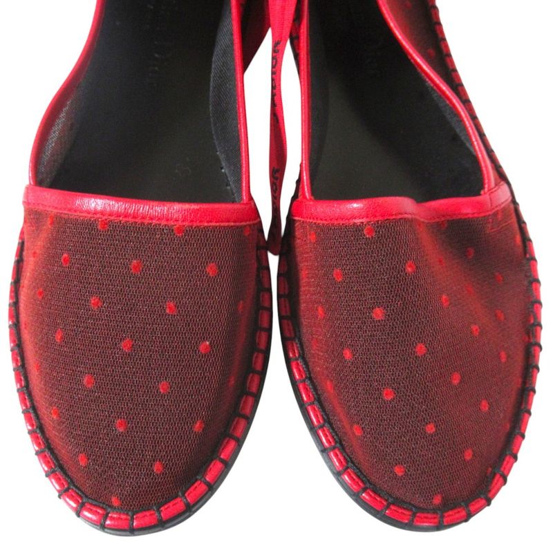 Dior Nicely-d J'adior Ribbon Strap Espadrilles Flat Shoes 37 Red