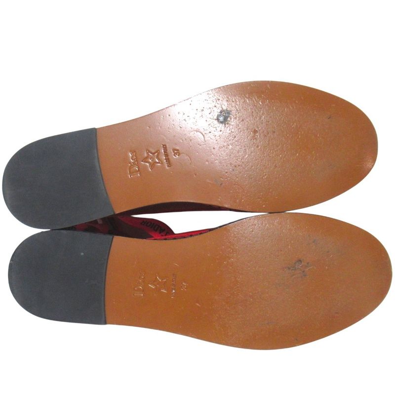 Dior Nicely-d J'adior Ribbon Strap Espadrilles Flat Shoes 37 Red
