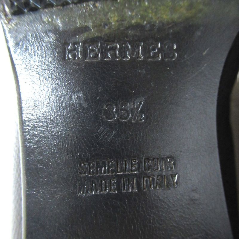 Hermes Kelly Loafers Shoes 35.5 Black Gold