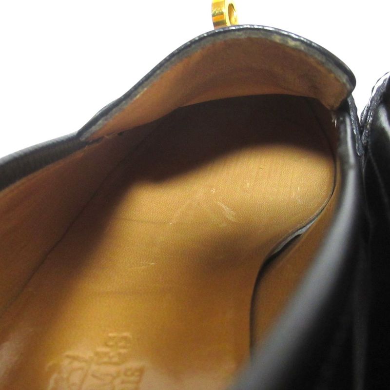 Hermes Kelly Loafers Shoes 35.5 Black Gold