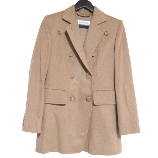 Max Mara Maxmara Camel 100% Double Breasted Tailored Jacket Brown