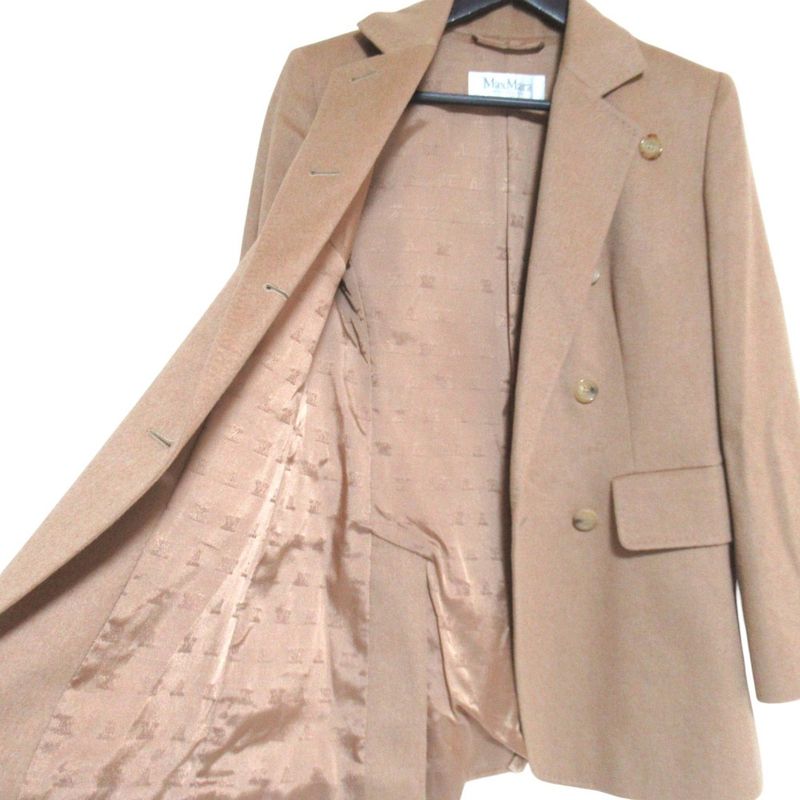 Max Mara Maxmara Camel 100% Double Breasted Tailored Jacket Brown