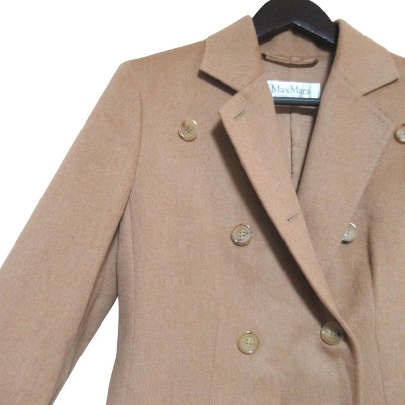 Max Mara Maxmara Camel 100% Double Breasted Tailored Jacket Brown