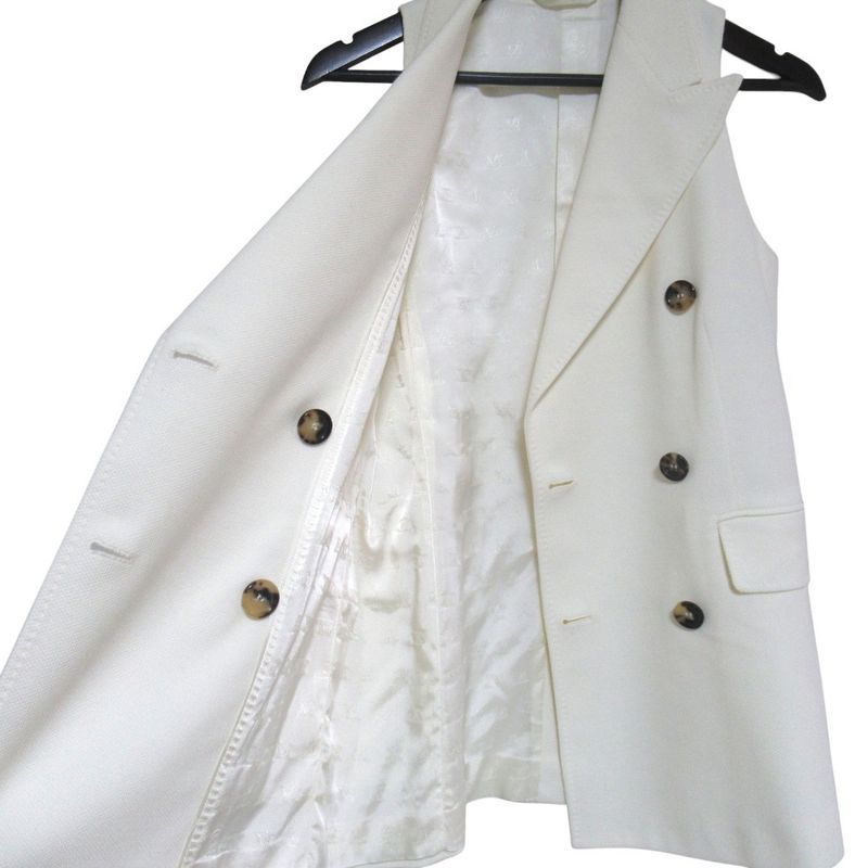 Max Mara Double Breasted Tailored Gilet Vest Ivory
