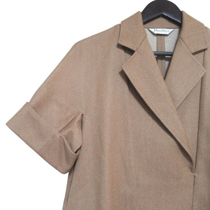 Max Mara Maxmara Short Sleeve Knee Length Cash Couple Wool Dress Brown