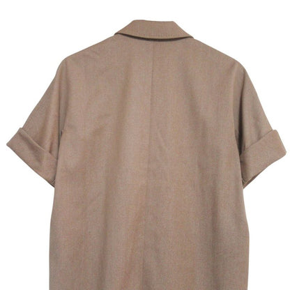 Max Mara Maxmara Short Sleeve Knee Length Cash Couple Wool Dress Brown