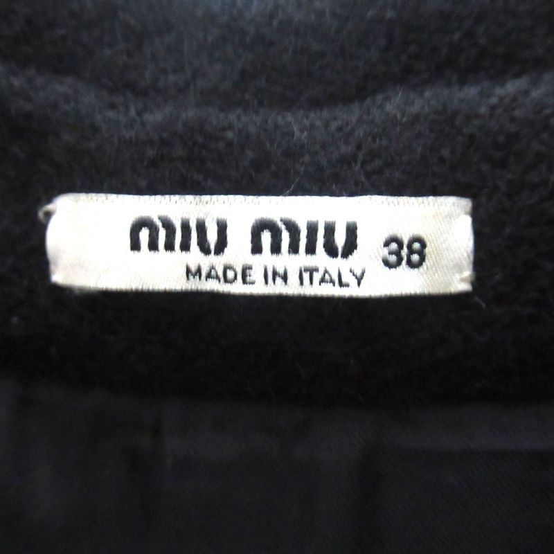 Miu Miu Miu Wool Mohair Sleeveless Knee Length Shirt Dress 38 Black