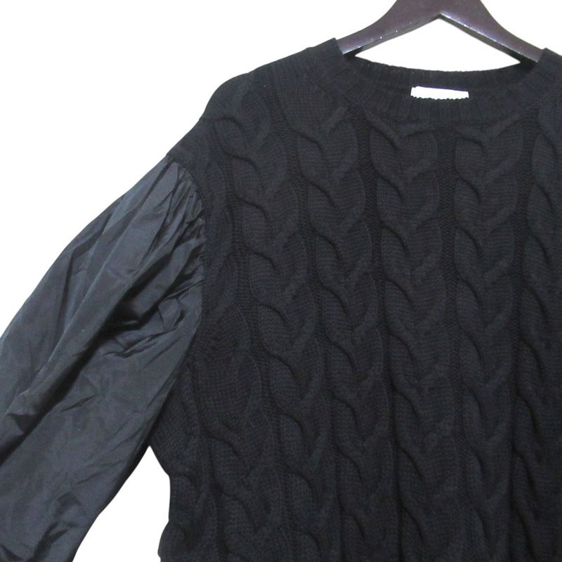 Max Mara Maxmara Docking Cable Knit Tunic Sweater M Black