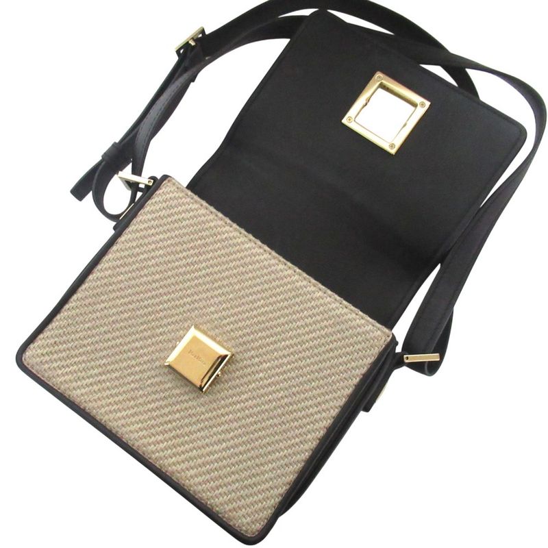 Max Mara Maxmara Small MM Crossbody Flap Shoulder Bag Beige Black
