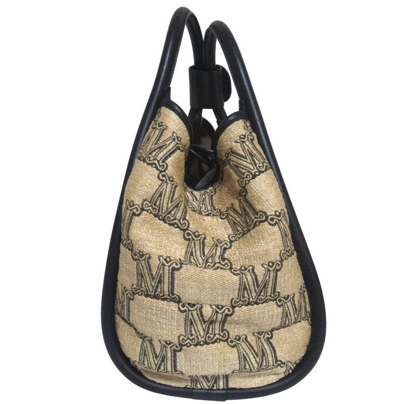 Max Mara Maxmara Glam Marine 2-Way Tote Shoulder Bag with Smartphone Beige Black