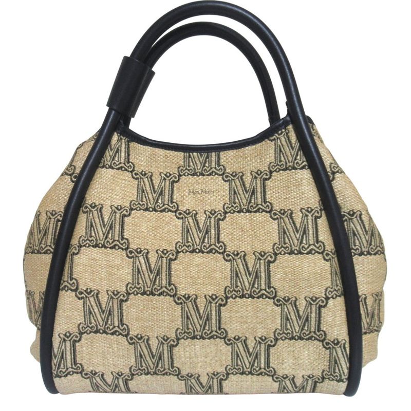 Max Mara Maxmara Glam Marine 2-Way Tote Shoulder Bag with Smartphone Beige Black