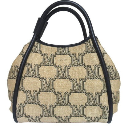 Max Mara Maxmara Glam Marine 2-Way Tote Shoulder Bag with Smartphone Beige Black