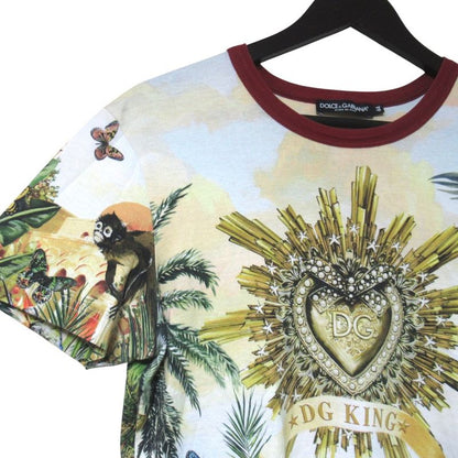 Dolce & Gabbana DG King Allover Print Short Sleeve T-Shirt 44 Multicolor