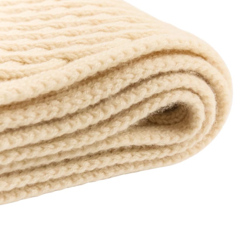 Chanel CC Logo Cashmere Mushroom Blue Knit Scarf Beige Sweater
